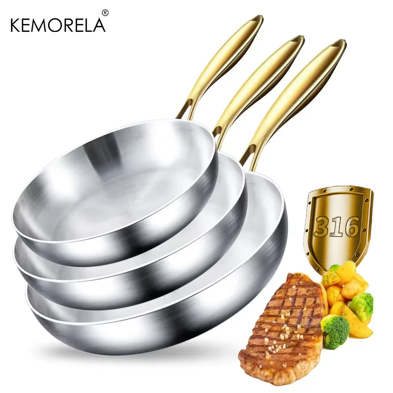 Paella Pan Steel - Frigideira com alça dourada de aço